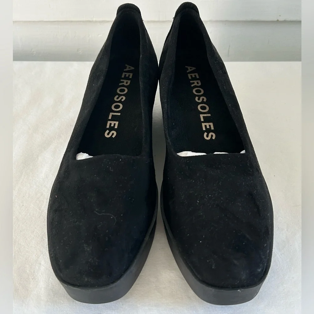 AEROSOLES Black Cowley Wedge Slip -On  Women's  Sz 10